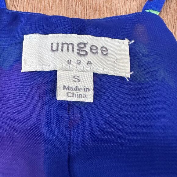 Umgee S Blue Floral Lace Hem Boho Cottagecore Top - Picture 4 of 6